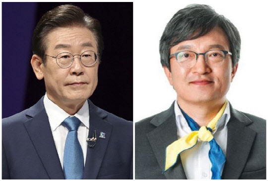 이재명(왼쪽) 더불어민주당 대표와 김의겸 민주당 의원. <연합뉴스>